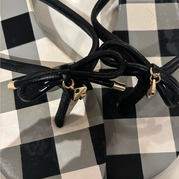 Kate Spade Monochrome Checkered Bow Sandals - Picture 2 of 6